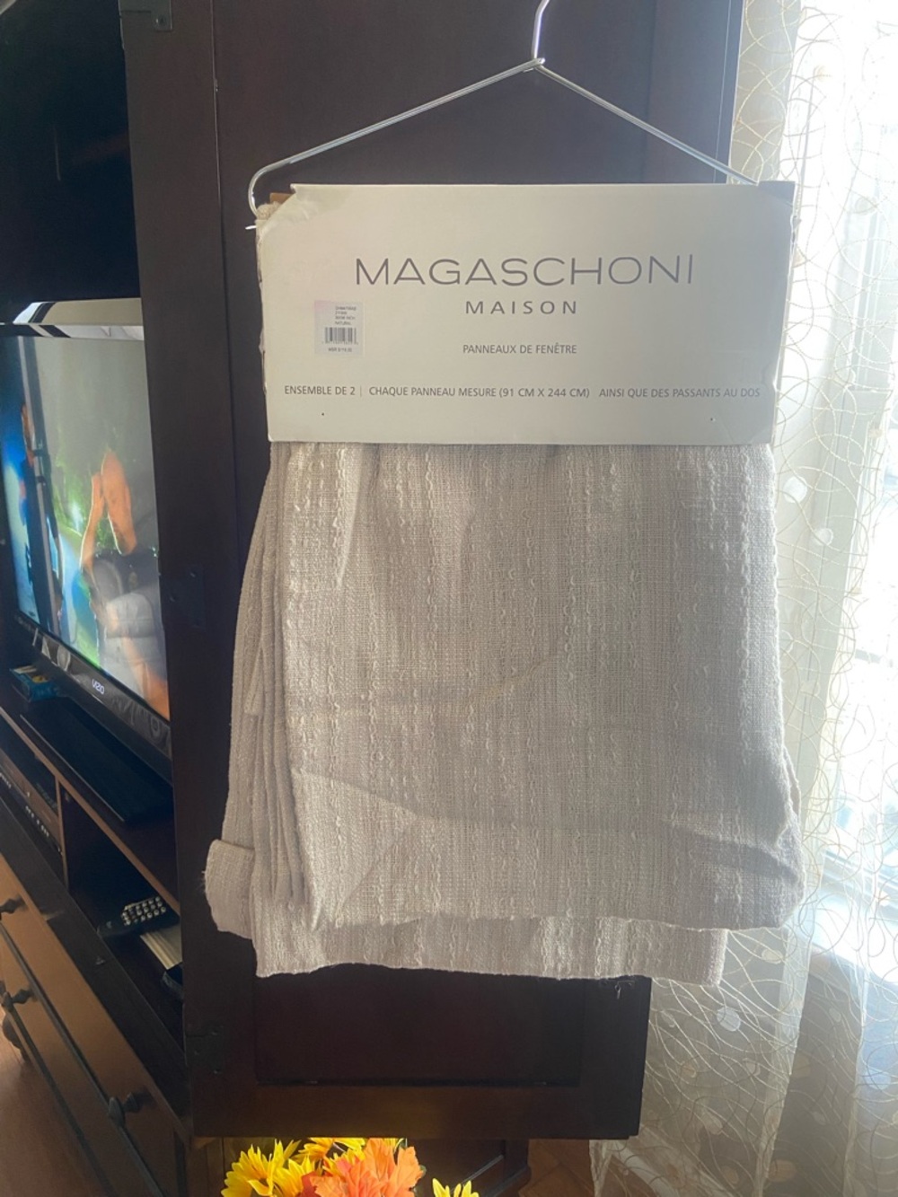 Magaschoni Cream Window Panels- Set of 2 Panels. Measures 36”x96”